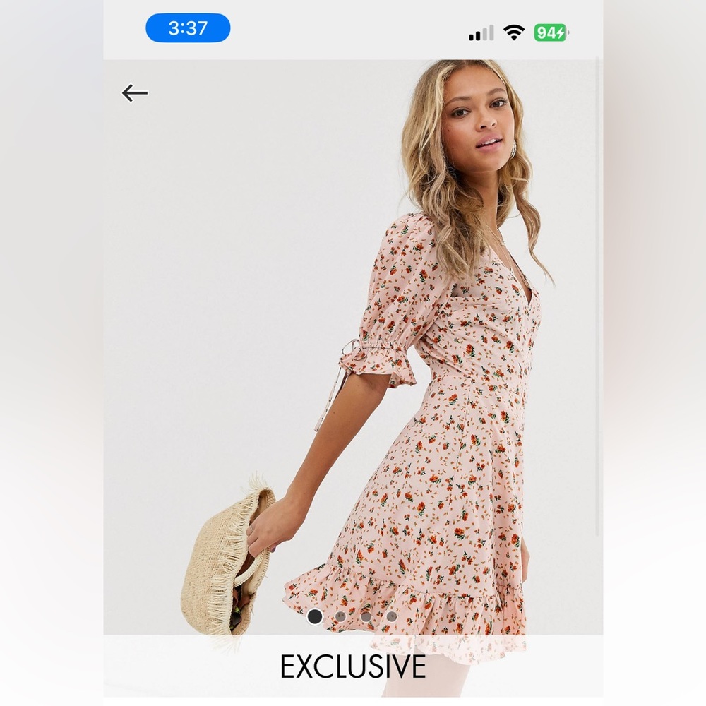 ASOS pink floral wrap dress